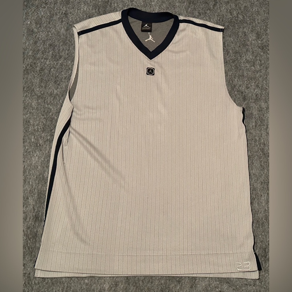 Men’s Jordan Grey/ Blue Center Jumpman Logo Mesh Plain Basketball Jersey - XL
